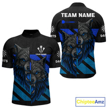Load image into Gallery viewer, Personalized Azure Wolf &amp; Arrow Men's Darts Shirt - Custom Name For Darts Jersey NYN0517
