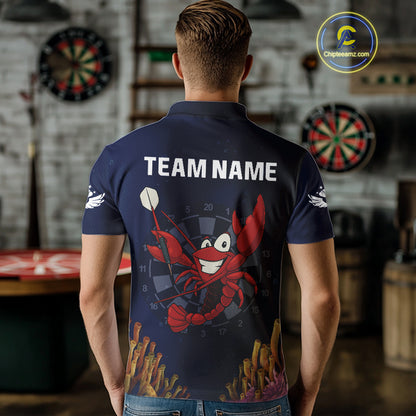 Maroon Lobster & Dartboard In The Ocean Men's Darts Shirt - Custom Name For Players NYN0523