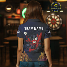 Load image into Gallery viewer, Maroon Lobster &amp; Dartboard In The Ocean Women's Darts Shirt - Custom Name For Players NYN0523