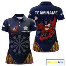Load image into Gallery viewer, Maroon Lobster &amp; Dartboard In The Ocean Women's Darts Shirt - Custom Name For Players NYN0523