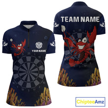 Load image into Gallery viewer, Maroon Lobster &amp; Dartboard In The Ocean Women's Darts Shirt - Custom Name For Players NYN0523