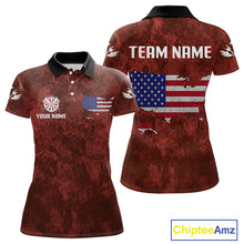 Load image into Gallery viewer, US Flag &amp; Map Dartboard Women&#39;s Red Darts Shirt - Custom Name For Darts Jersey NYN0524
