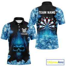 Load image into Gallery viewer, Ice Flame Skull &amp; Dartboard Custom Darts Polo Shirt For Men - Darts Team Jersey NYN0743