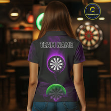 Load image into Gallery viewer, Custom Purple And Green Dartboard Dart Shirt For Women Outfits Polo &amp; 1/4-Zip Darts Jersey NYN1041