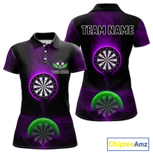 Load image into Gallery viewer, Custom Purple And Green Dartboard Dart Shirt For Women Outfits Polo &amp; 1/4-Zip Darts Jersey NYN1041