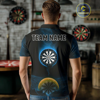 Custom Blue And Orange Dartboard Dart Shirt For Men Outfits Polo & 1/4-Zip Darts Jersey NYN1042