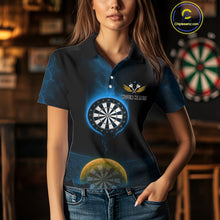 Load image into Gallery viewer, Custom Blue And Orange Dartboard Dart Shirt For Women Outfits Polo &amp; 1/4-Zip Darts Jersey NYN1042