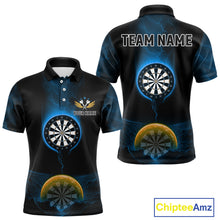 Load image into Gallery viewer, Custom Blue And Orange Dartboard Dart Shirt For Men Outfits Polo &amp; 1/4-Zip Darts Jersey NYN1042