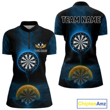 Load image into Gallery viewer, Custom Blue And Orange Dartboard Dart Shirt For Women Outfits Polo &amp; 1/4-Zip Darts Jersey NYN1042