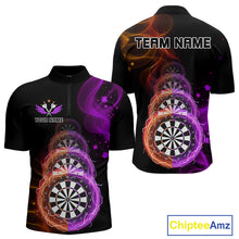 Load image into Gallery viewer, Custom Orange &amp; Purple Lightning Dartboards Dart Shirt For Men, Colorful Dart Jersey NYN1043