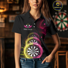 Load image into Gallery viewer, Custom Pink &amp; Yellow Lightning Dartboards Dart Shirt For Women, Colorful Dart Jersey NYN1044