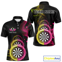 Load image into Gallery viewer, Custom Pink &amp; Yellow Lightning Dartboards Dart Shirt For Men, Colorful Dart Jersey NYN1044