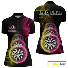 Load image into Gallery viewer, Custom Pink &amp; Yellow Lightning Dartboards Dart Shirt For Women, Colorful Dart Jersey NYN1044
