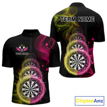 Load image into Gallery viewer, Custom Pink &amp; Yellow Lightning Dartboards Dart Shirt For Men, Colorful Dart Jersey NYN1044