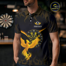 Load image into Gallery viewer, Custom Yellow Flames Phoenix Dartboards Darts Shirt For Men Outfits Phoenix Dart Jersey NYN1045