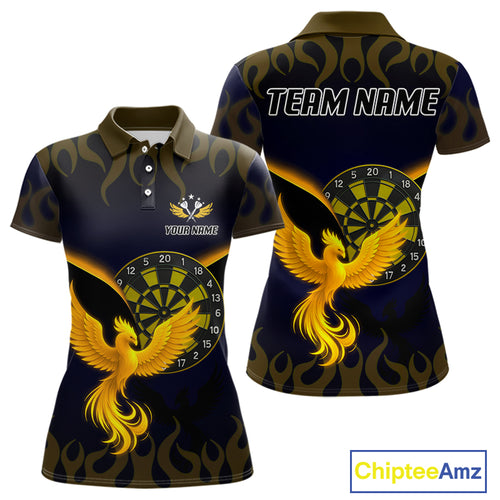 Custom Yellow Flames Phoenix Dartboards Darts Shirt For Women Outfits Phoenix Dart Jersey NYN1045