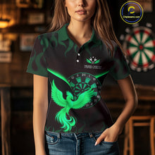 Load image into Gallery viewer, Custom Green Flames Phoenix Dartboards Darts Shirt For Women Outfits Phoenix Dart Jersey NYN1046