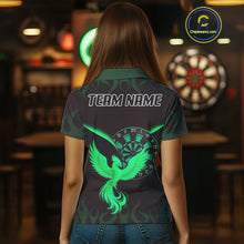 Load image into Gallery viewer, Custom Green Flames Phoenix Dartboards Darts Shirt For Women Outfits Phoenix Dart Jersey NYN1046