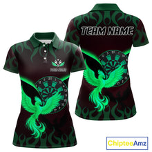 Load image into Gallery viewer, Custom Green Flames Phoenix Dartboards Darts Shirt For Women Outfits Phoenix Dart Jersey NYN1046