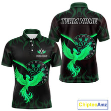 Load image into Gallery viewer, Custom Green Flames Phoenix Dartboards Darts Shirt For Men Outfits Phoenix Dart Jersey NYN1046