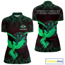 Load image into Gallery viewer, Custom Green Flames Phoenix Dartboards Darts Shirt For Women Outfits Phoenix Dart Jersey NYN1046