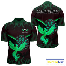 Load image into Gallery viewer, Custom Green Flames Phoenix Dartboards Darts Shirt For Men Outfits Phoenix Dart Jersey NYN1046