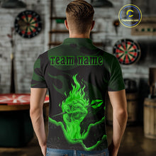Load image into Gallery viewer, Custom Green Flaming Dart Arrow Polo &amp; 1/4-Zip Darts Shirts Outfit Darts Jersey For Men NYN1052