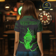 Load image into Gallery viewer, Custom Green Flaming Dart Arrow Polo &amp; 1/4-Zip Darts Shirts Outfit Darts Jersey For Women NYN1052