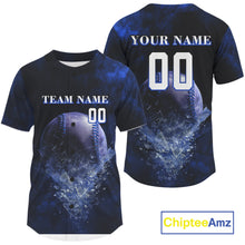 Load image into Gallery viewer, Custom Black &amp; Blue Cracked Baseball Ball Shirt For Men Outift Youth Baseball Team Jersey NYN1055