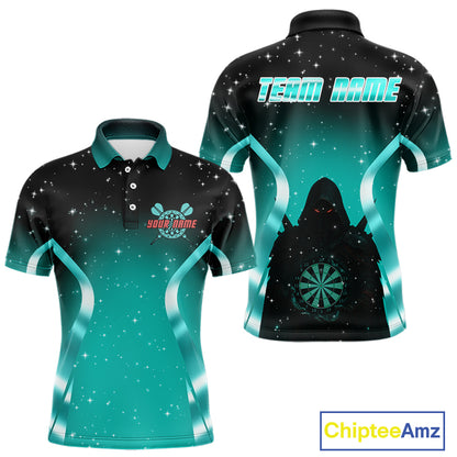 Galaxy Turquoise With Dartboard Darts Shirt For Men - Custom Dart Player Uniform NYN0526