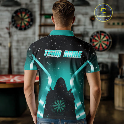 Galaxy Turquoise With Dartboard Darts Shirt For Men - Custom Dart Player Uniform NYN0526