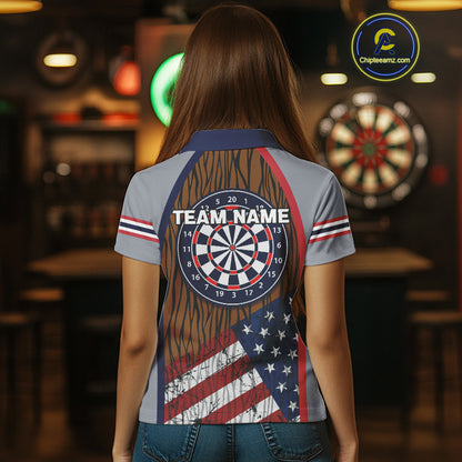 US Flag Dartboard Grunge Patriotic Darts Shirt For Women - Custom Dart Player Jersey NYN0528