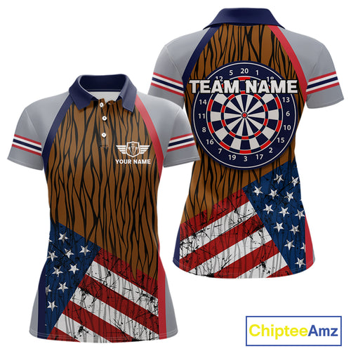 US Flag Dartboard Grunge Patriotic Darts Shirt For Women - Custom Dart Player Jersey NYN0528