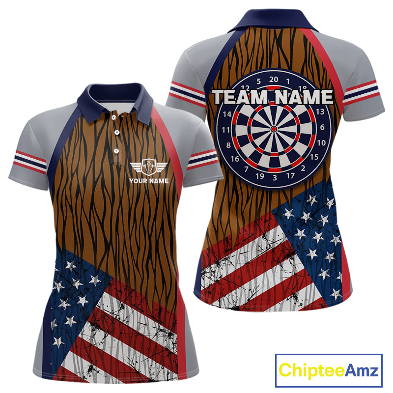 US Flag Dartboard Grunge Patriotic Darts Shirt For Women - Custom Dart Player Jersey NYN0528