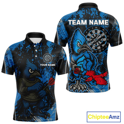 Navy Jay Scratched Dartboard Grunge Darts Shirt For Men - Custom Dart Player Jersey NYN0530