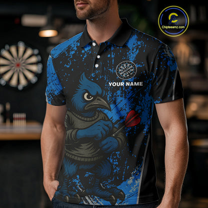Navy Jay Scratched Dartboard Grunge Darts Shirt For Men - Custom Dart Player Jersey NYN0530