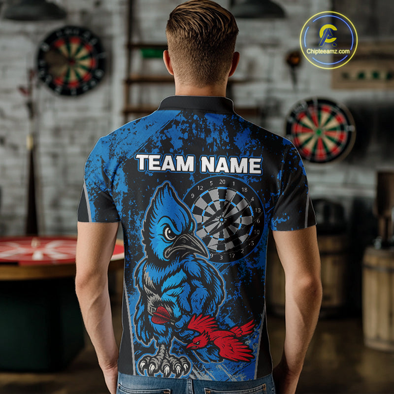 Navy Jay Scratched Dartboard Grunge Darts Shirt For Men - Custom Dart Player Jersey NYN0530