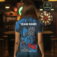 Load image into Gallery viewer, Navy Jay Scratched Dartboard Grunge Darts Shirt For Women - Custom Dart Player Jersey NYN0530