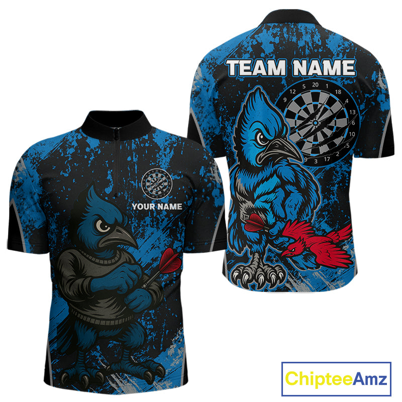 Navy Jay Scratched Dartboard Grunge Darts Shirt For Men - Custom Dart Player Jersey NYN0530