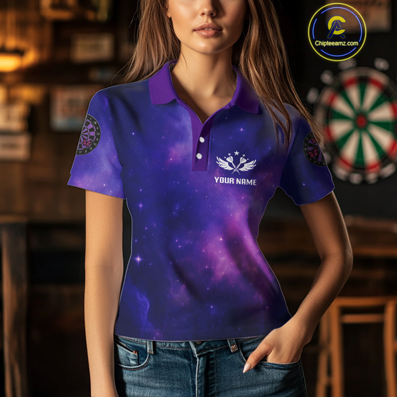 Galaxy Purple Dreamcatcher Butterfly Darts Shirt For Women - Custom Darts Jersey NYN0536