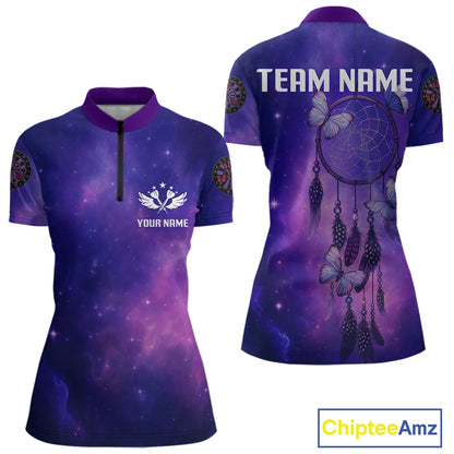 Galaxy Purple Dreamcatcher Butterfly Darts Shirt For Women - Custom Darts Jersey NYN0536