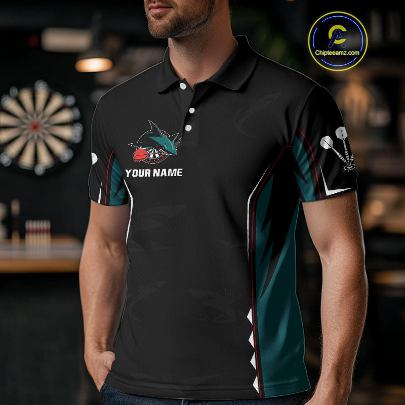 Azure Shark Holding Dart Arrow Darts Shirt For Men - Custom Dart Player Jersey NYN0538