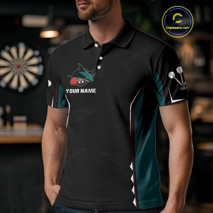 Azure Shark Holding Dart Arrow Darts Shirt For Men - Custom Dart Player Jersey NYN0538