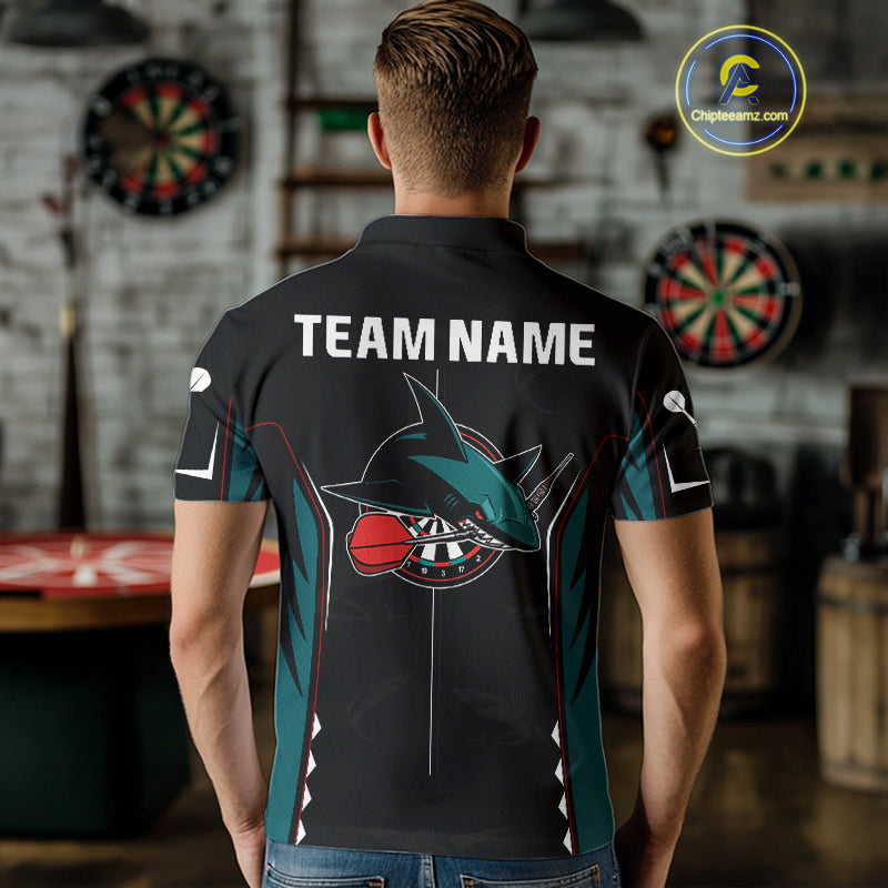 Azure Shark Holding Dart Arrow Darts Shirt For Men - Custom Dart Player Jersey NYN0538