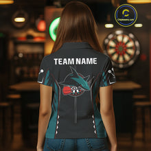 Load image into Gallery viewer, Azure Shark Holding Dart Arrow Darts Shirt For Women - Custom Dart Player Jersey NYN0538