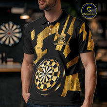 Load image into Gallery viewer, Gold Dartboard &amp; Arrow Men's Darts Polo Shirt - Custom Name For Players NYN0747