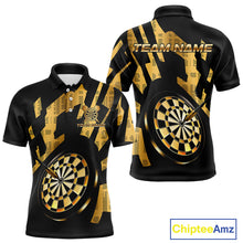 Load image into Gallery viewer, Gold Dartboard &amp; Arrow Men's Darts Polo Shirt - Custom Name For Players NYN0747