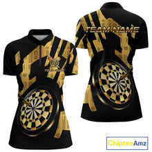 Load image into Gallery viewer, Gold Dartboard &amp; Arrow Women's Darts Quarter-Zip Shirt - Custom Name For Players NYN0747