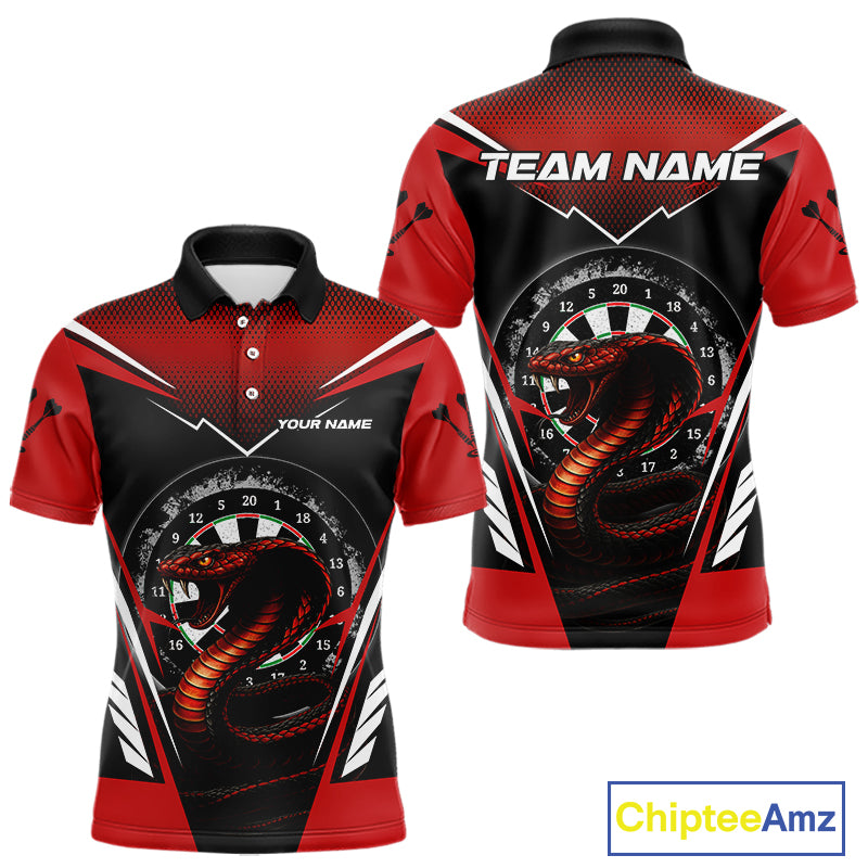 Maroon Cobra & Dartboard Men's Darts Polo Shirt - Custom Name For Darts Jersey NYN0752