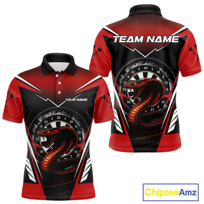 Maroon Cobra & Dartboard Men's Darts Polo Shirt - Custom Name For Darts Jersey NYN0752